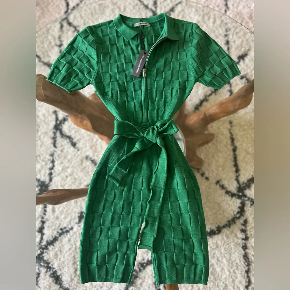 Maniere De Voir Green Textured Jumpsuit - Picture 6 of 8